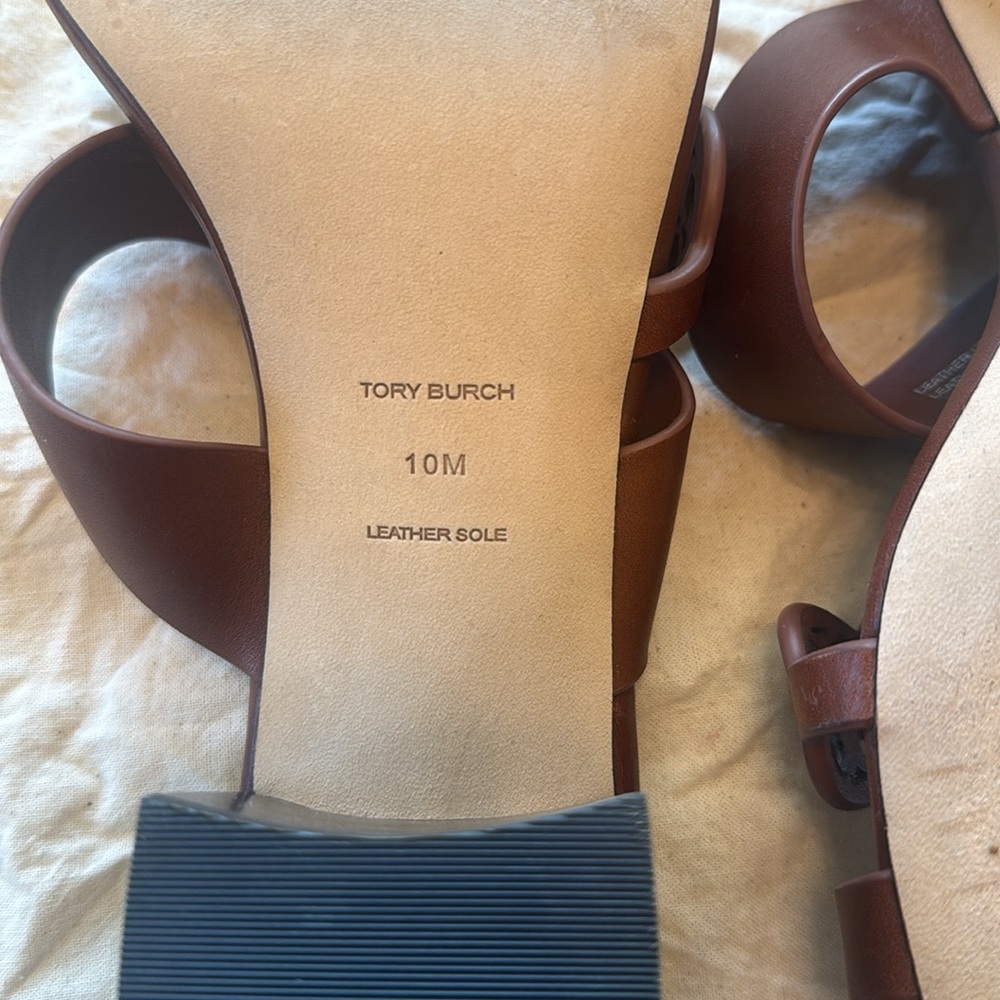 Tory Burch Tiny Miller Heeled Sandals in Burnt Cuoio Leather - Picture 7 of 15